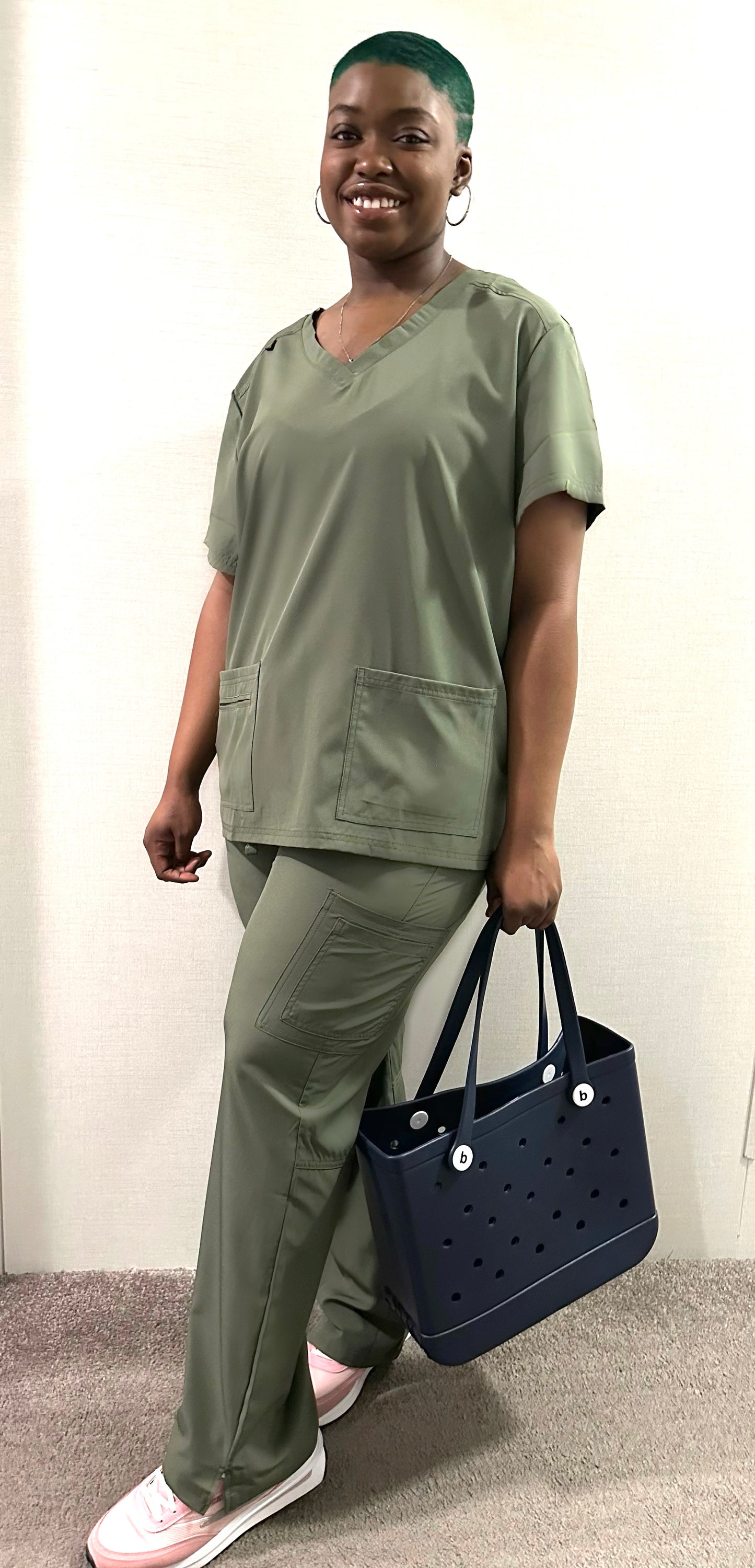 LADIES COOL STRETCH V-NECK CARGO SCRUB SET