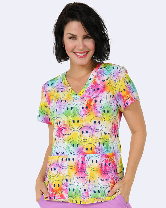 SMILE VIBES V-NECK TOP