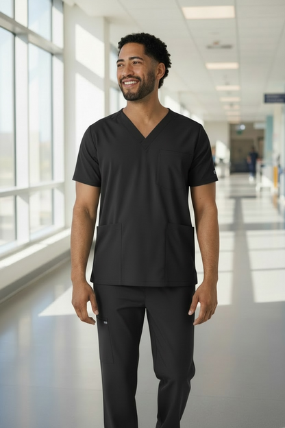 BOUNDLESS MEN'S MULTI POCKET NURSING SCRUB TOP