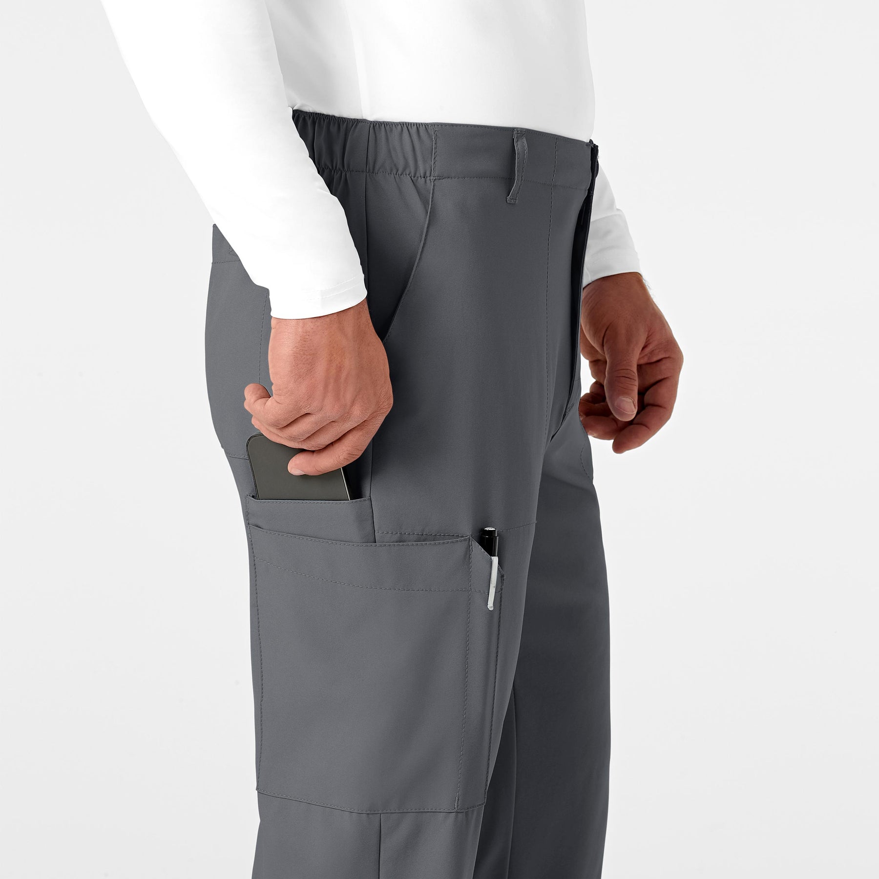 W123 MEN'S FLAT FRONT CARGO SCRUB PANT