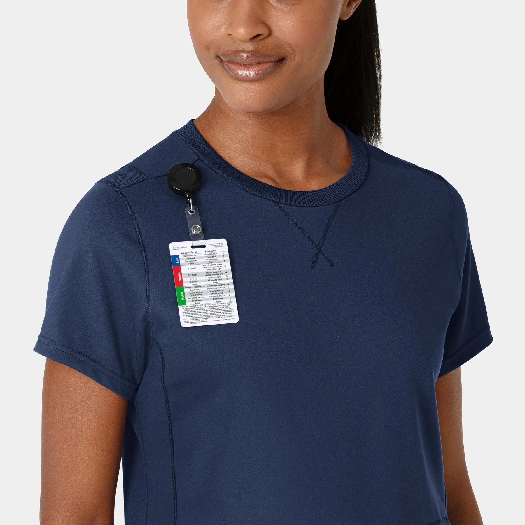 RENEW KNIT WOMEN'S FLEX-N-REACH CREW NECK SCRUB TOP