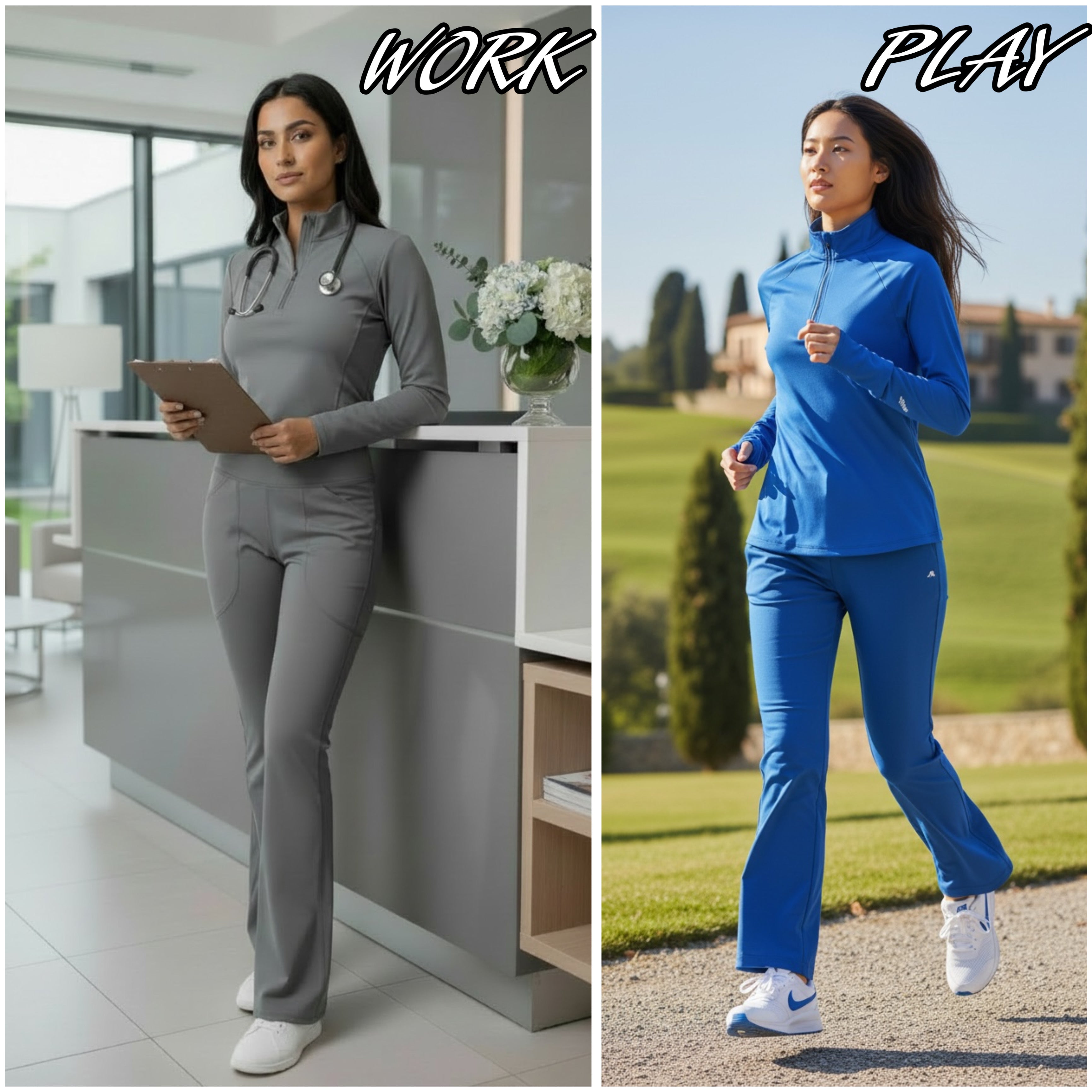 RENEW WOMEN'S KNIT FLARE YOGA NURSING SCRUB PANT