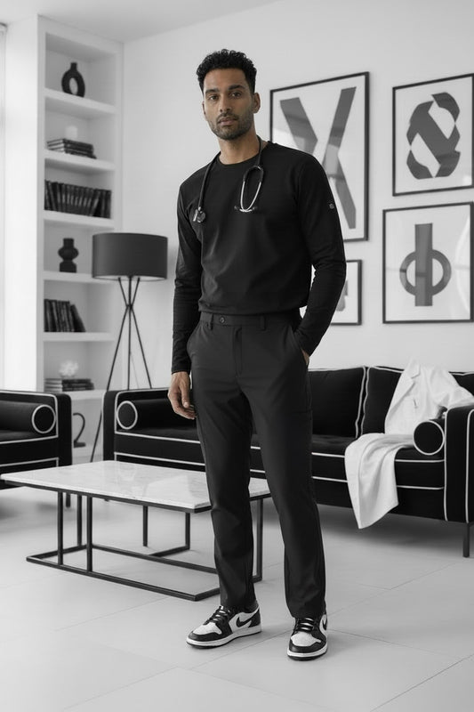 W123 MEN'S FLAT FRONT CARGO SCRUB PANT