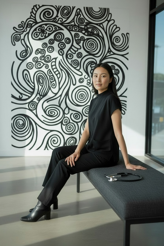 BLK EDIT WOMEN’S MOCK NECK SCRUB BLOUSE