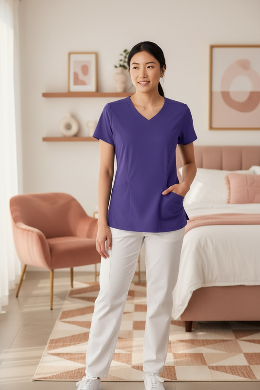 BOUNDLESS WOMEN’S TWO POCKET V-NECK SCRUB TOP