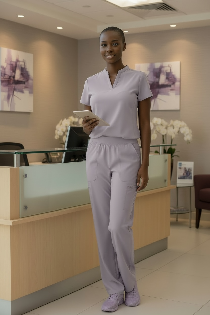 RENEW WOMEN’S MANDARIN COLLAR NURSING SCRUB TOP