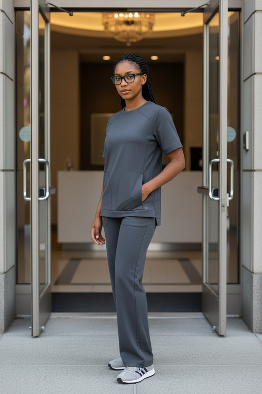 RENEW KNIT WOMEN'S FLEX-N-REACH CREW NECK SCRUB TOP