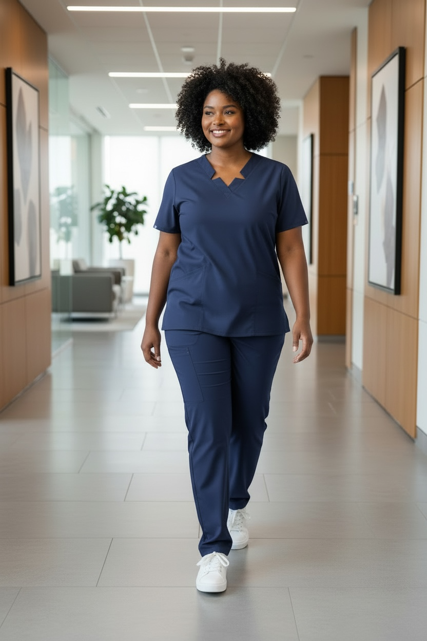 META LADIES NOTCH NURSING SCRUB TOP