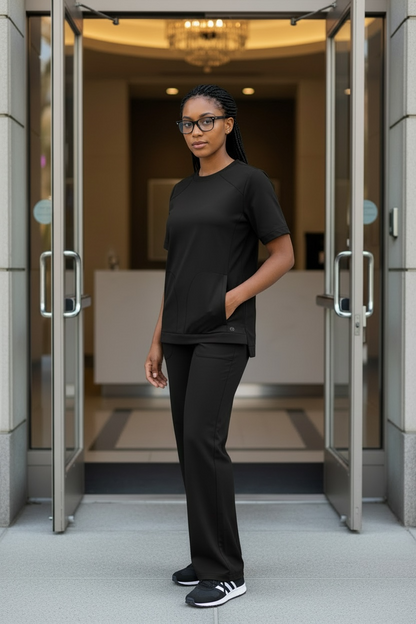 RENEW KNIT WOMEN'S FLEX-N-REACH CREW NECK SCRUB TOP