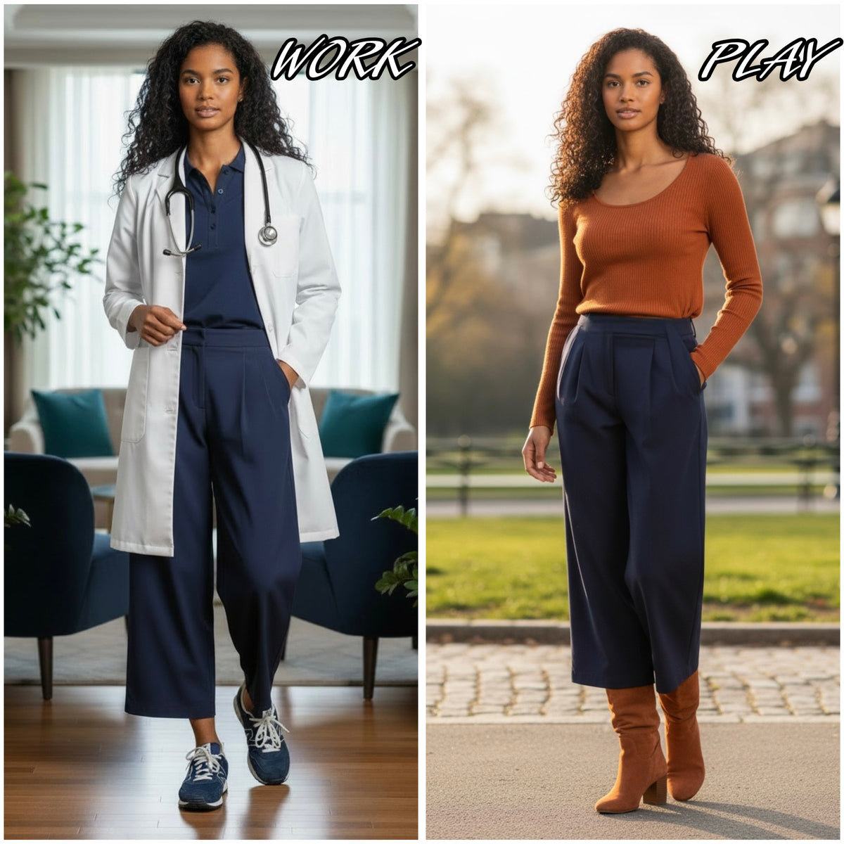 RENEW WOMEN’S CROPPED WIDE LEG NURSING SCRUB TROUSER