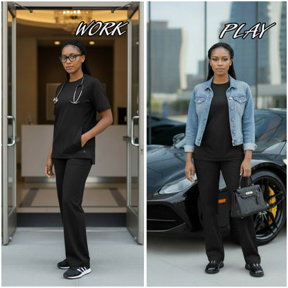 RENEW KNIT WOMEN'S FLEX-N-REACH CREW NECK SCRUB TOP