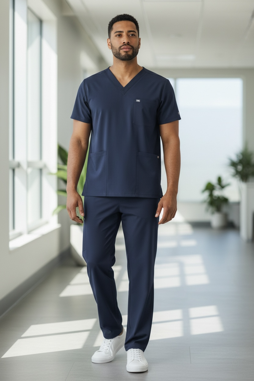 BOUNDLESS MEN'S MULTI POCKET NURSING SCRUB TOP